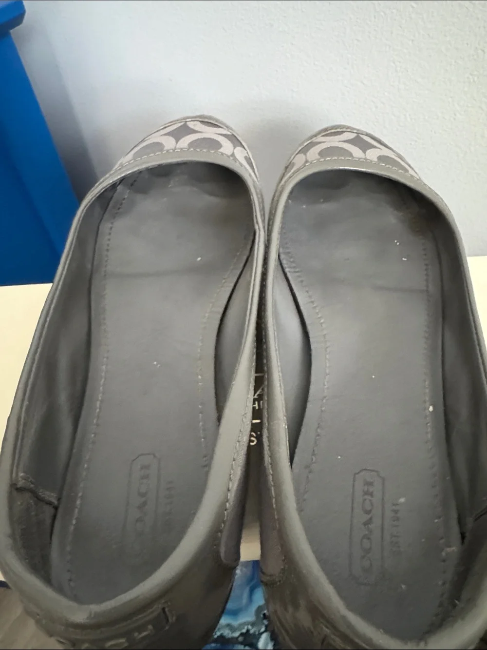 Coach Gray Signature Pattern Ballet Flats
